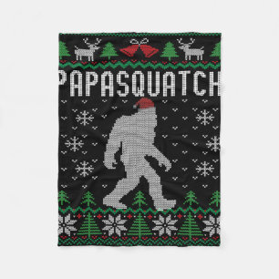 Bigfoot Santa Ugly Christmas Pajamas Dad Fleece Blanket