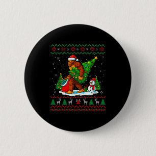 Bigfoot Santa Ugly Christmas Tree Funny Xmas Light 2 Inch Round Button