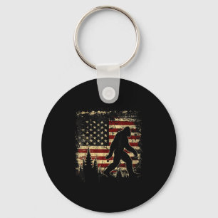 Bigfoot sasquatch 4th of july patriotic american keychain