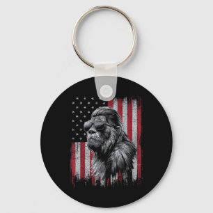 Bigfoot Sasquatch 4th Of July Patriotic Usa Indepe Keychain