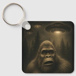 Bigfoot Sasquatch Alien UFO Funny Keychain