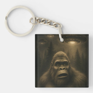 Bigfoot Sasquatch Alien UFO Funny Keychain