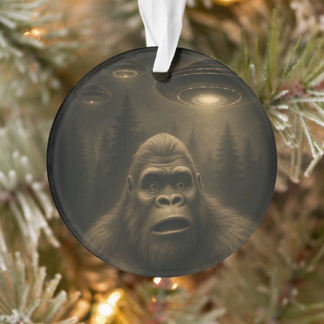 Bigfoot Sasquatch Alien UFO Funny Ornament (Tree)