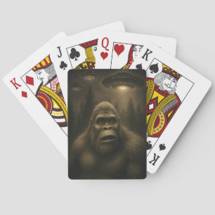 Bigfoot Sasquatch Alien UFO Funny Playing Cards