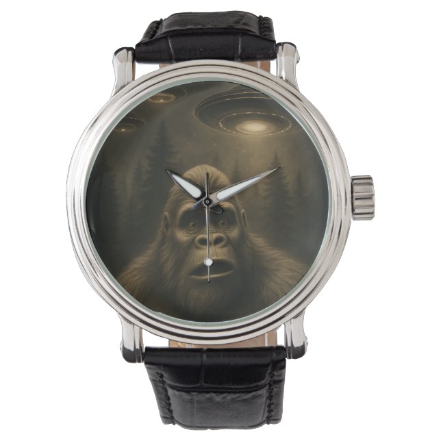 Bigfoot Sasquatch Alien UFO Funny Watch (Front)