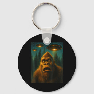 Bigfoot Sasquatch Alien Ufo Starry Night Gifts Men Keychain