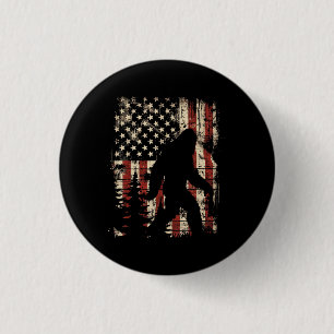 Bigfoot Sasquatch America Flag Patriotic Men Women 1 Inch Round Button