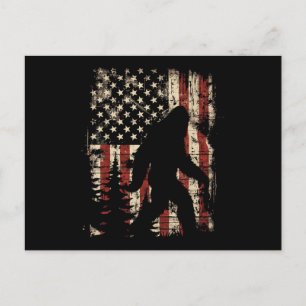 Bigfoot Sasquatch America Flag Patriotic Men Women Holiday Postcard