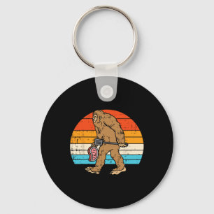 Bigfoot Sasquatch Bbq Retro Byrbecue Grilling Men Keychain