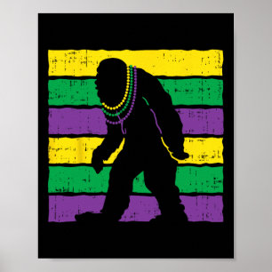 Bigfoot Sasquatch Beads Purple Green Yellow Funny  Poster
