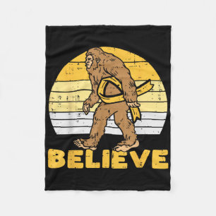 Bigfoot Sasquatch Believe Childhood Cancer Ribbon Fleece Blanket