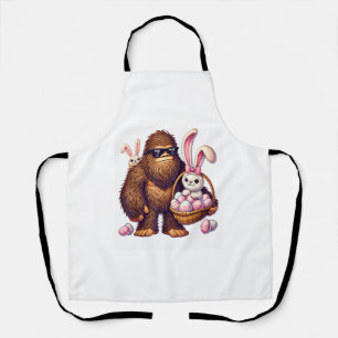 Bigfoot Sasquatch Bunny Easter Eggs Retro Men Boys Apron