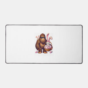 Bigfoot Sasquatch Bunny Easter Eggs Retro Men Boys Desk Mat