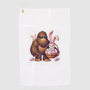 Bigfoot Sasquatch Bunny Easter Eggs Retro Men Boys Golf Towel