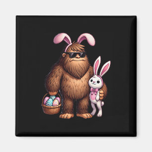 Bigfoot Sasquatch Bunny Easter Eggs Retro Men Boys Magnet
