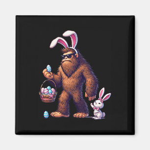 Bigfoot Sasquatch Bunny Easter Eggs Retro Men Boys Magnet