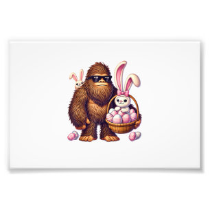Bigfoot Sasquatch Bunny Easter Eggs Retro Men Boys Photo Print