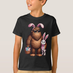 Bigfoot Sasquatch Bunny Easter Eggs Retro Men Boys T-Shirt