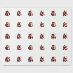 Bigfoot Sasquatch Bunny Easter Eggs Retro Men Boys Wrapping Paper