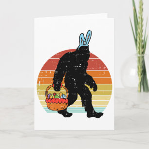 Bigfoot Sasquatch Bunny Easter Eggs Retro Men Wome Card