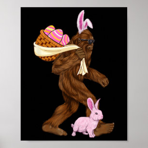Bigfoot Sasquatch Bunny Easter Rabbit Bysket Hunti Poster