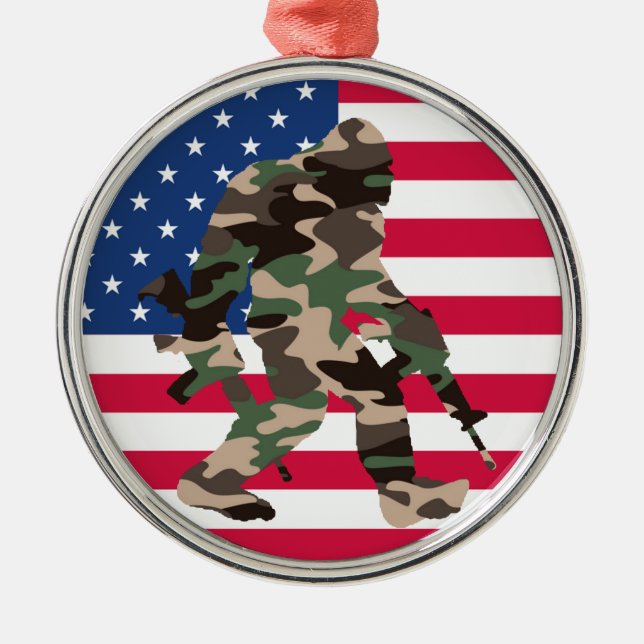 Bigfoot Sasquatch Camo  Metal Ornament (Front)