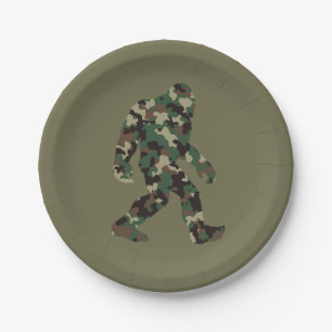 Bigfoot Sasquatch Camo Paper Plate