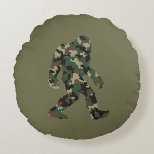 Bigfoot Sasquatch Camo  Round Pillow