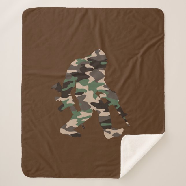 Bigfoot Sasquatch Camo    Sherpa Blanket (Front)