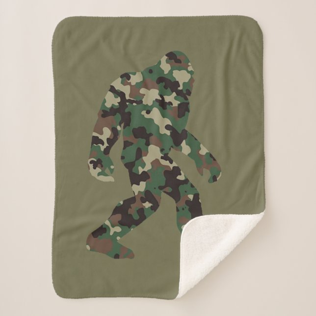 Bigfoot Sasquatch Camo    Sherpa Blanket (Front)