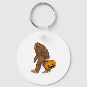 Bigfoot Sasquatch Carrying Scary Pumpkin T shirt Keychain