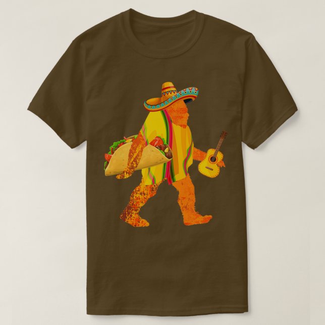 Bigfoot Sasquatch Carrying Taco T-Shirt (Design Front)