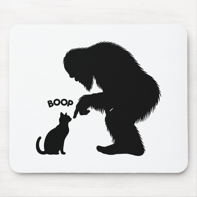 Bigfoot Sasquatch Cat Nose Boop Mouse Pad (Front)