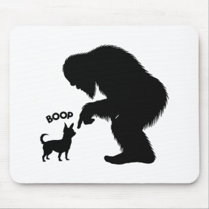 Bigfoot Sasquatch Chihuahua Nose Boop Mouse Pad