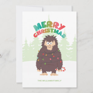 Bigfoot Sasquatch Christmas Flat Holiday Card