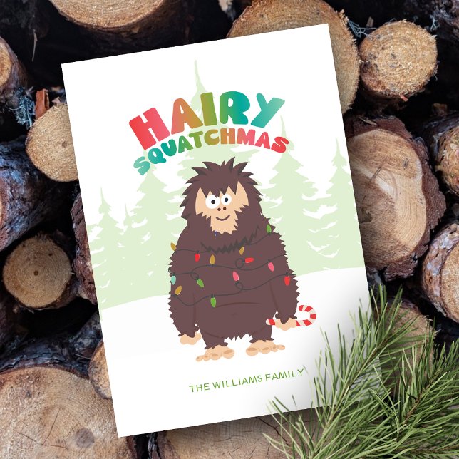 Bigfoot Sasquatch Christmas Flat Holiday Card (Creator Uploaded)