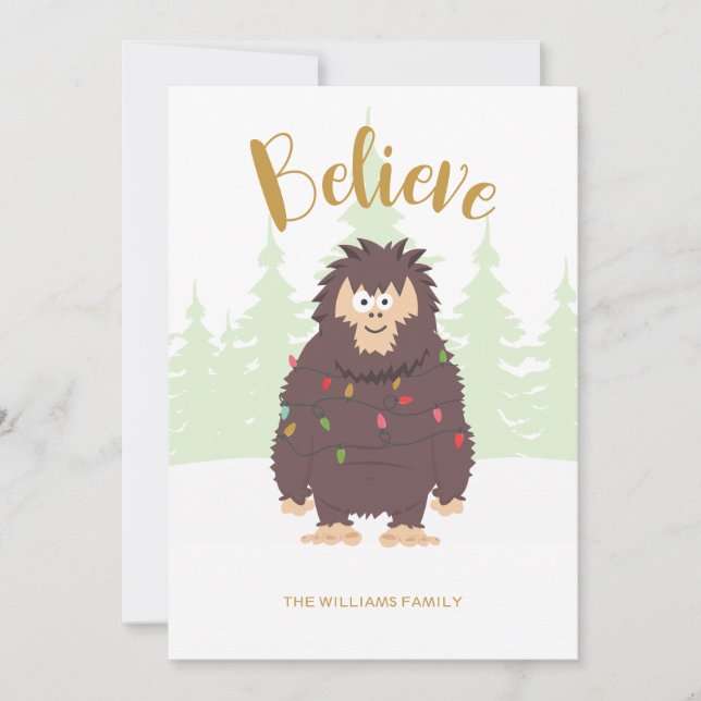 Bigfoot Sasquatch Christmas Flat Holiday Card (Front)