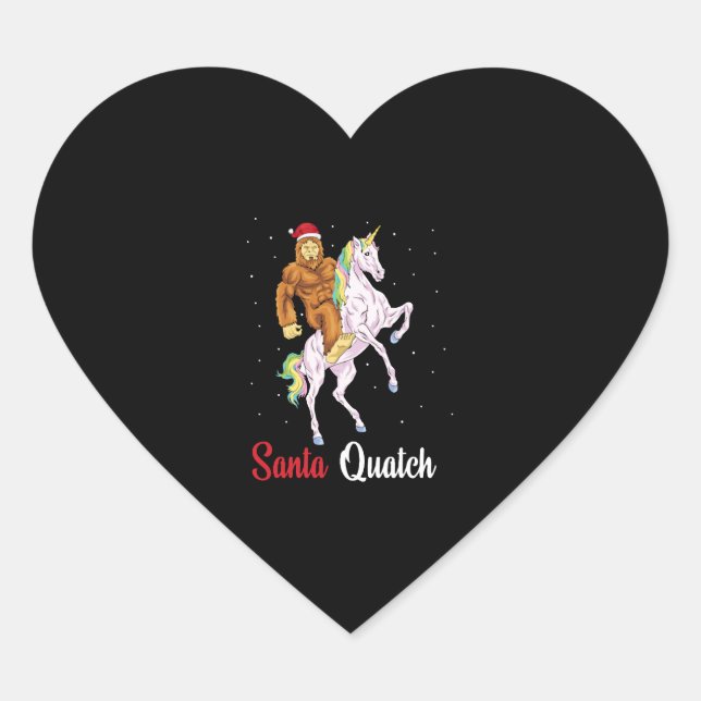 Bigfoot Sasquatch Christmas Santa Quatch Yeti Unic Heart Sticker (Front)