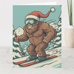 Bigfoot Sasquatch Christmas Skiing Winter Sport Card