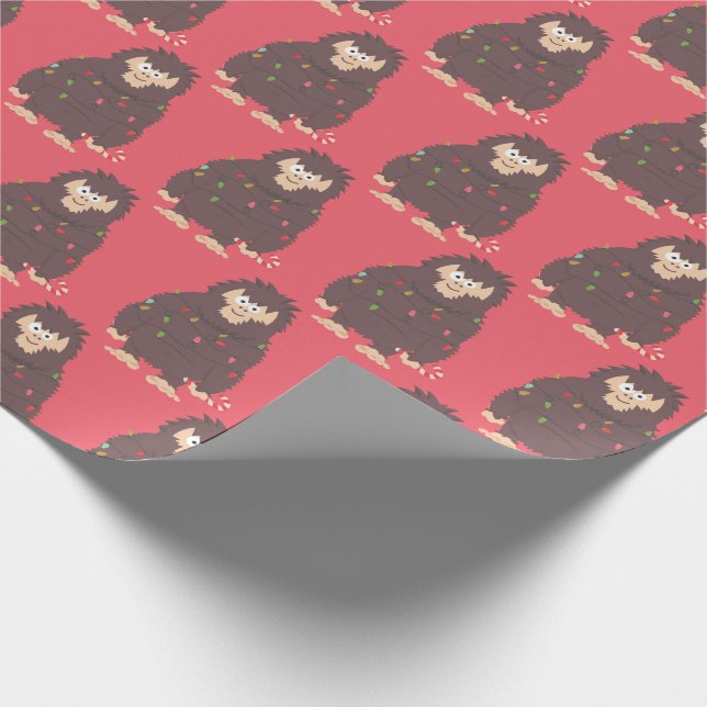 Bigfoot Sasquatch Christmas  Wrapping Paper (Corner)