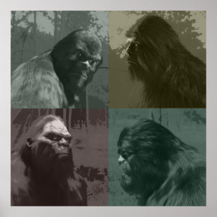 BIGFOOT SASQUATCH COLLAGE CUT-OUT EFFECT POSTER