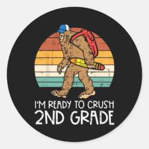 Bigfoot Sasquatch Crush 2nd Grade Second First Day Classic Round Sticker