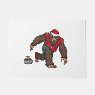 Bigfoot Sasquatch Curling Christmas 2026 Holiday   Doormat