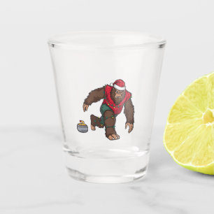 Bigfoot Sasquatch Curling Christmas 2026 Holiday Shot Glass