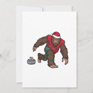 Bigfoot Sasquatch Curling Christmas 2026 Holiday   Thank You Card