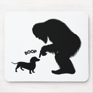 Bigfoot Sasquatch Dachshund Nose Boop Mouse Pad