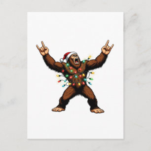 Bigfoot Sasquatch Devil Horns Christmas 2026 Rock Postcard