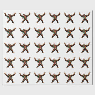 Bigfoot Sasquatch Devil Horns Christmas 2026 Rock Wrapping Paper