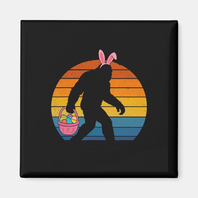Bigfoot Sasquatch Easter Bunny Egg Hunt Funny Men  Magnet (Front)