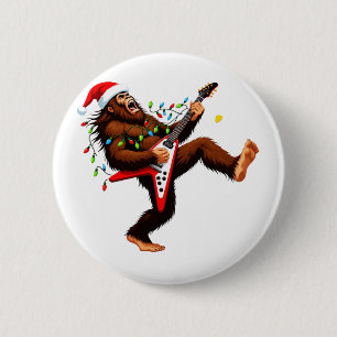Bigfoot Sasquatch Electric Guitar Christmas 2026 2 Inch Round Button